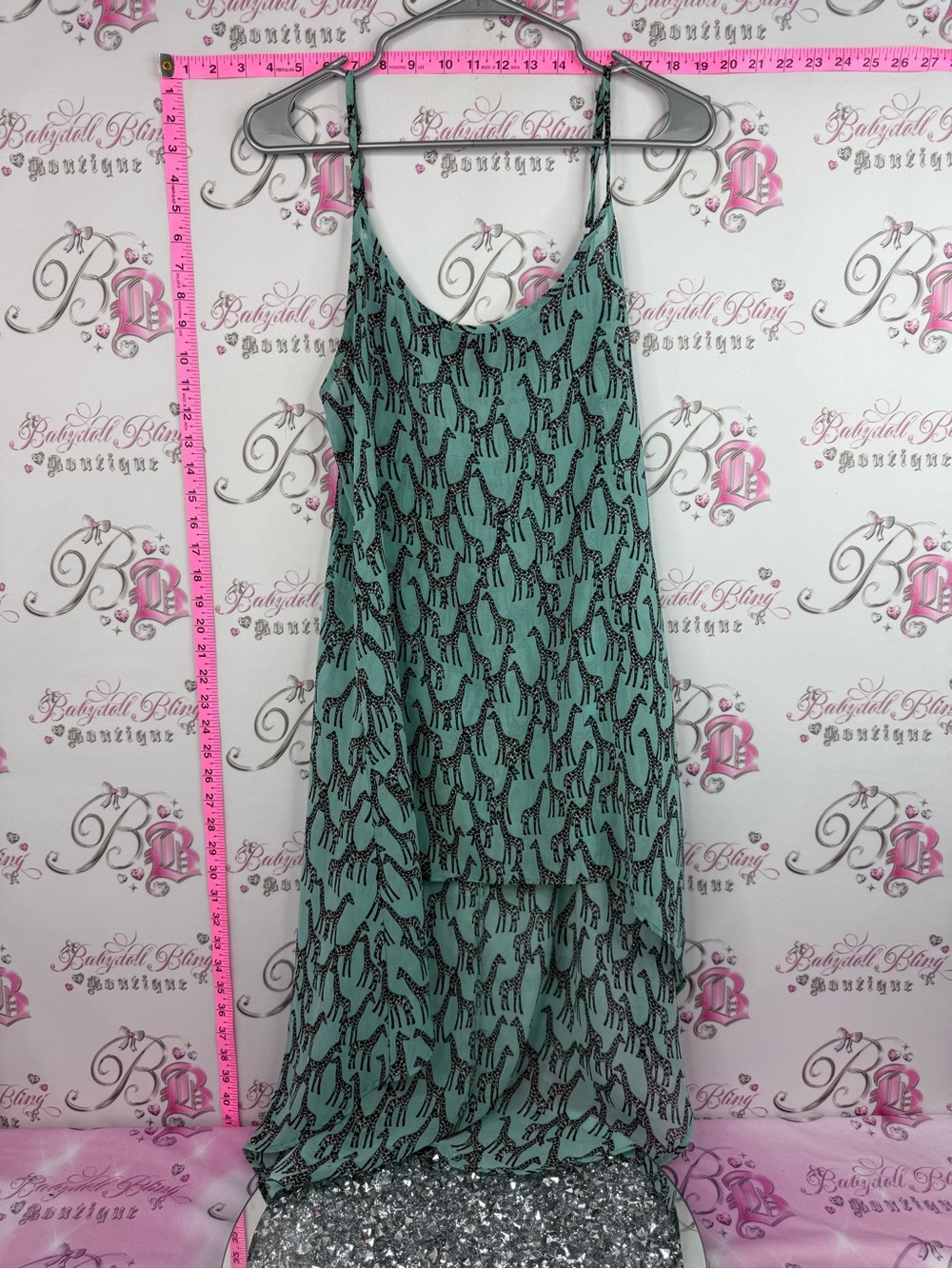 Dress giraffe 🦒 print Teal Patterned Midi Dress - Brand